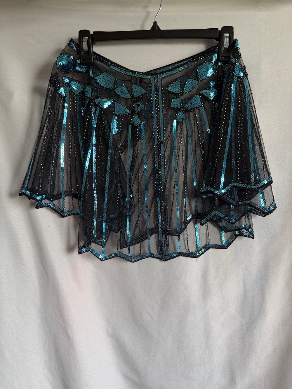 Sequined Teal and Black Dance Skirt - Kids Costume